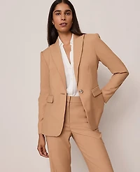 Ann Taylor The Fitted Long Blazer Size 0 Sesame Women's