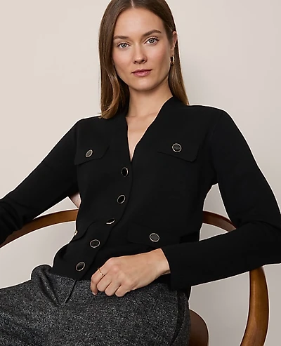 Ann Taylor V-Neck Sweater Jacket Women's