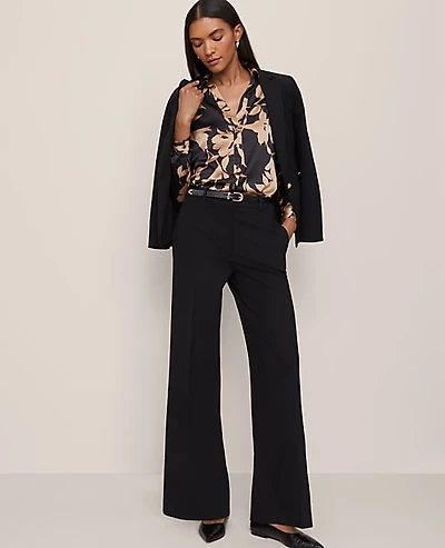 Ann Taylor The Wide-Leg Pant Ponte Black Women's