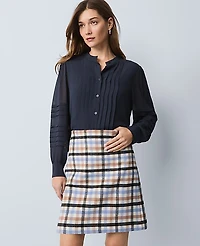 Ann Taylor Weekend Collection Pintucked Button Down Shirt Size Small Night Sky Women's
