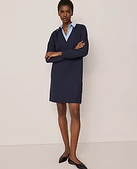 Ann Taylor Collared Ponte Shift Dress Night Sky Women's
