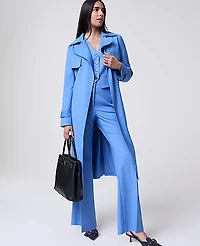 Ann Taylor The Long Trench Coat Bluebird Melange Women's
