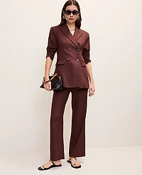 Ann Taylor The Flare Ankle Pant in Linen Blend Size 12 Rich Walnut Women's