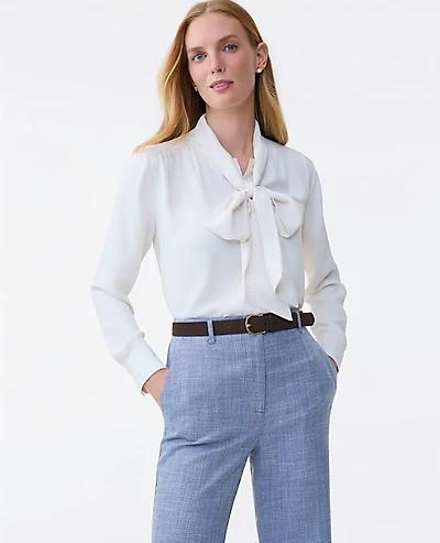 Ann Taylor Bow Blouse Winter White Women's