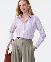 Ann Taylor Striped Relaxed Perfect Shirt Fair Orchid Women's