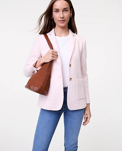 Ann Taylor Weekend Greenwich Blazer Brushed Knit Blush Haze Women's