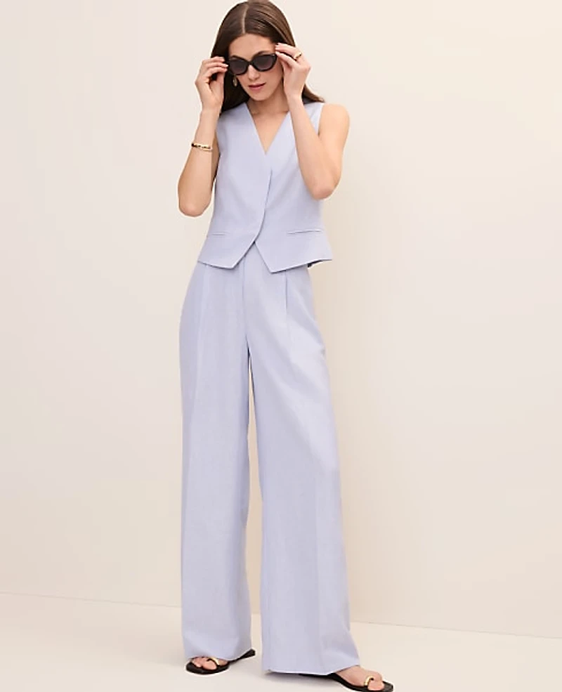 Ann Taylor Pleated Wide-Leg Pant Deep Wisteria Women's