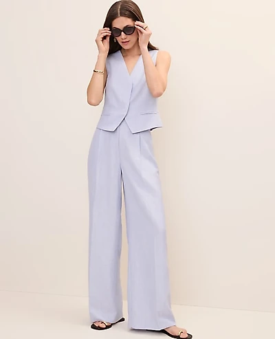 Ann Taylor Pleated Wide-Leg Pant Deep Wisteria Women's