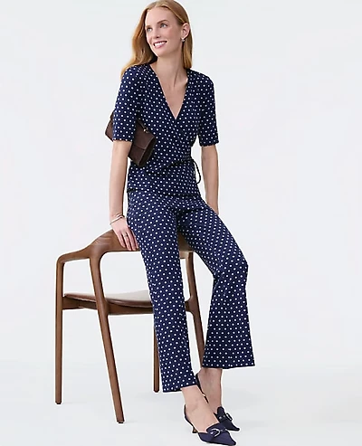 Ann Taylor The Petite Dotted Knit Ankle Pant Size XS Night Sky Women's
