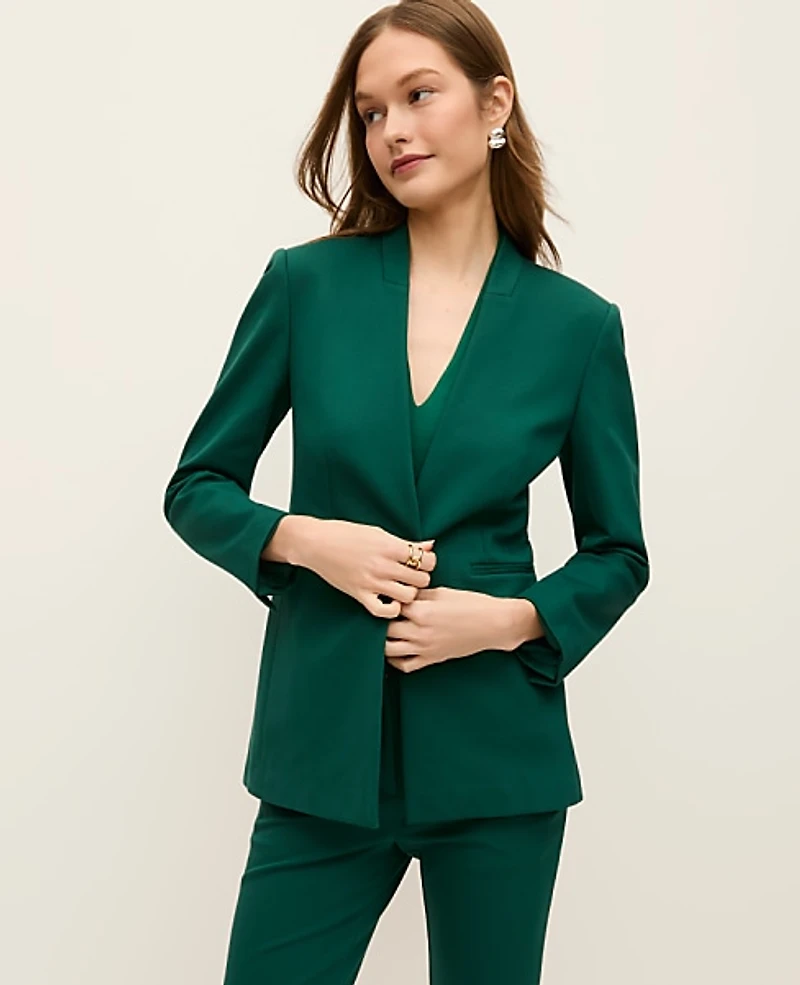 Ann Taylor The Collarless Blazer in Ponte Size 2 Shade Tree Women's
