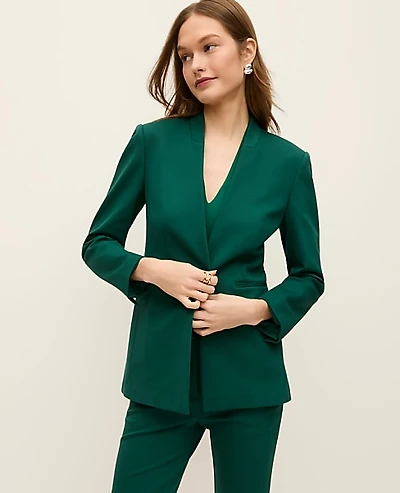 Ann Taylor The Collarless Blazer in Ponte Size 2 Shade Tree Women's