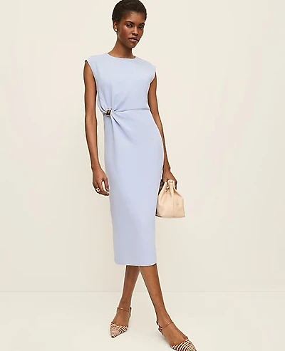 Ann Taylor Petite Crew Neck Twist Sheath Dress Women's