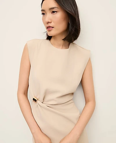 Ann Taylor Petite Crew Neck Twist Sheath Dress Women's