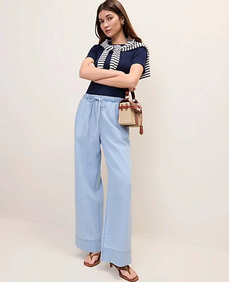 Ann Taylor The Relaxed Wide-Leg Jean Azure Light Wash Women's