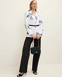 Ann Taylor The Longline Blazer Floral Print White-Black Women's