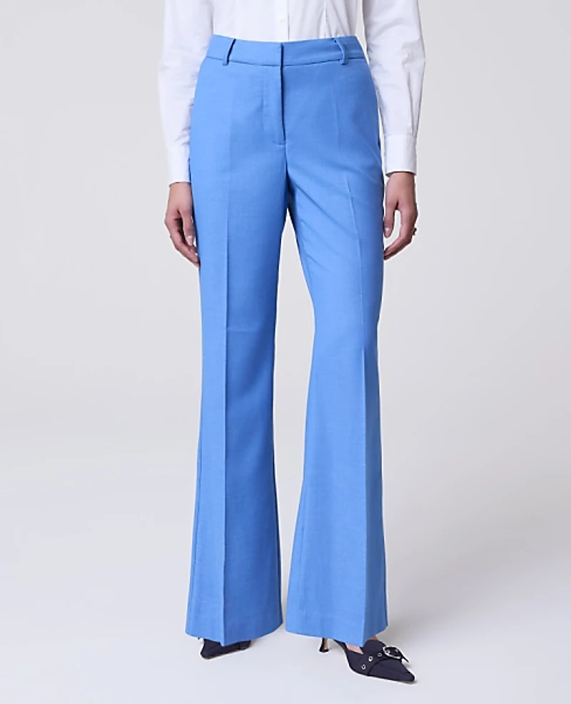 Ann Taylor The Flare Trouser — Curvy Fit Bluebird Melange Women's
