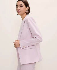 Ann Taylor The Single Button Blazer in Seersucker Size 2 Pink/White Combo Women's