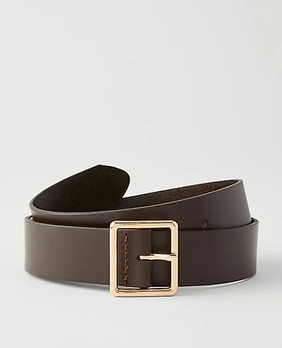 Ann Taylor Leather Square Buckle Belt Dark Chocolate Women's
