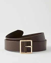 Ann Taylor Leather Square Buckle Belt Size Large Dark Chocolate Women's