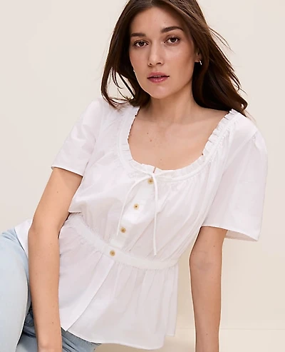 Ann Taylor Weekend Gathered Peplum Blouse Women's
