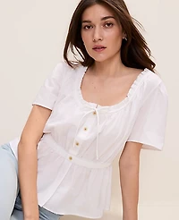 Ann Taylor Weekend Gathered Peplum Blouse Women's