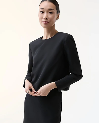 Ann Taylor The Petite Crew Neck Top Fluid Crepe Women's