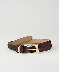 Ann Taylor Suede Sculpted Buckle Belt Dark Chocolate Women's
