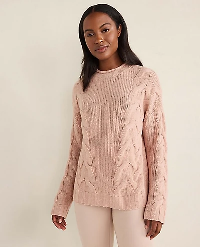 Ann Taylor Haven Well Within Cashmere Cable Roll Neck Sweater Women's
