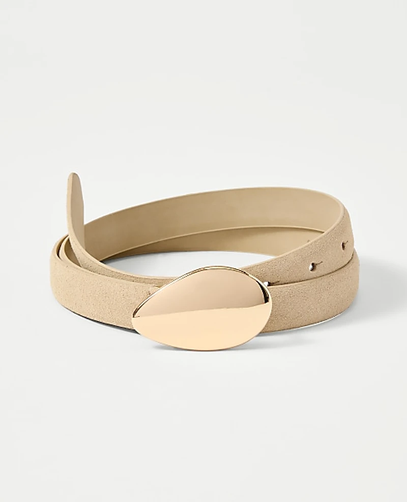 Ann Taylor Suede Oval Buckle Belt Light Sand Women's