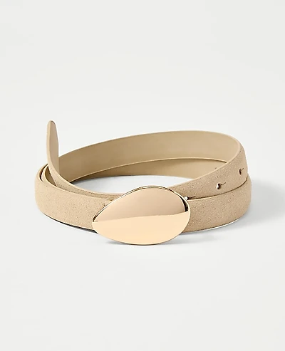 Ann Taylor Suede Oval Buckle Belt Light Sand Women's