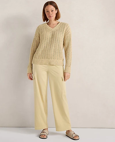 Ann Taylor Haven Well Within Garment-Dyed Organic Cotton Jersey Relaxed Cargo Pants Women's