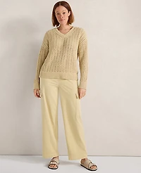 Ann Taylor Haven Well Within Garment-Dyed Organic Cotton Jersey Relaxed Cargo Pants Women's