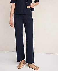 Ann Taylor Haven Well Within Organic Cotton Ribbed Wide Leg Pant Nightfall Wash Women's