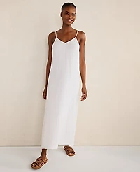 Ann Taylor Haven Well Within Organic Cotton Gauze V-Neck Midi Dress White Women's