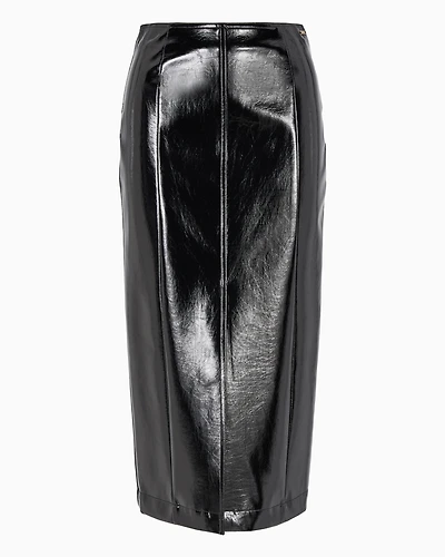 Patent leather pencil skirt