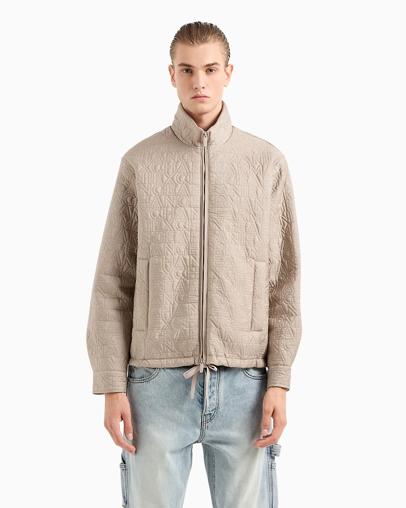 Jacket with allover embossed logo ASV fabric