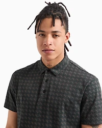Regular fit cotton polo with allover logo