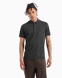 Regular fit cotton polo with allover logo