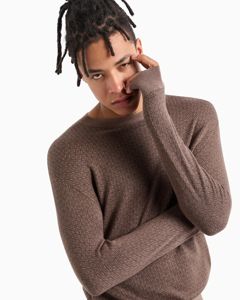 Geometric Jacquard Crewneck Sweater