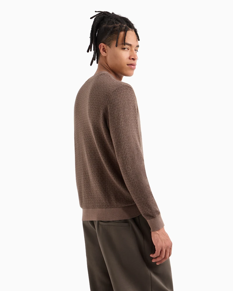 Geometric Jacquard Crewneck Sweater