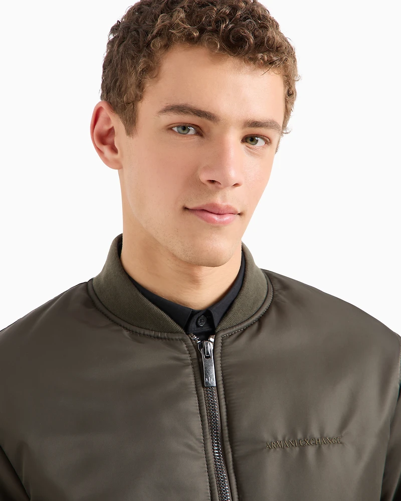 Padded bomber jacket with eagle print on the back