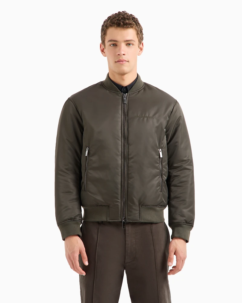 Padded bomber jacket with eagle print on the back