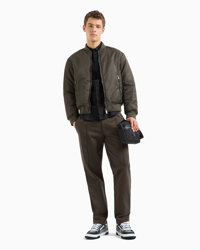Padded bomber jacket with eagle print on the back