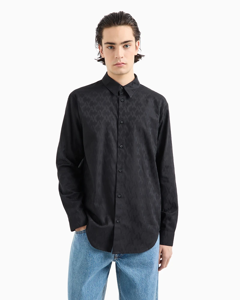 Regular fit monogram cotton shirt