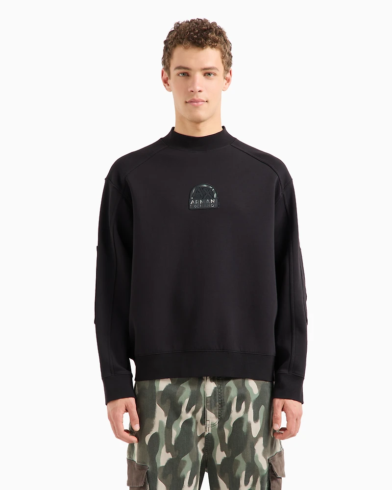 Stretch cotton sweatshirt with logo crest