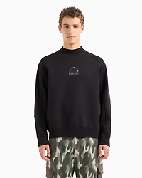 Stretch cotton sweatshirt with logo crest