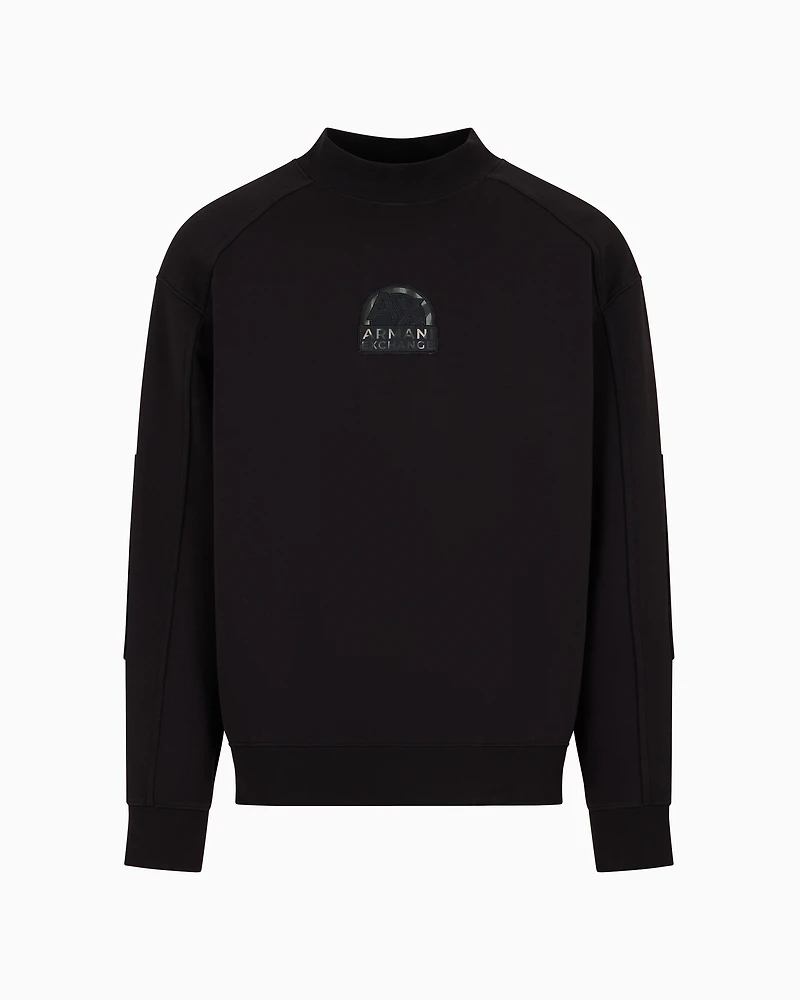 Stretch cotton sweatshirt with logo crest