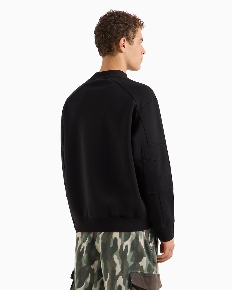 Stretch cotton sweatshirt with logo crest