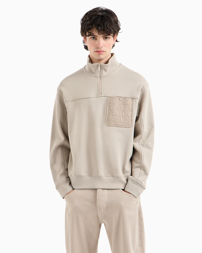 Cotton Pocket High Neck Sweatshirt