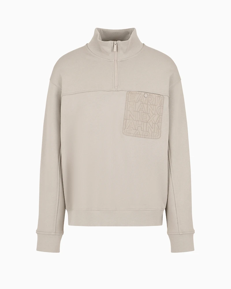 Cotton Pocket High Neck Sweatshirt